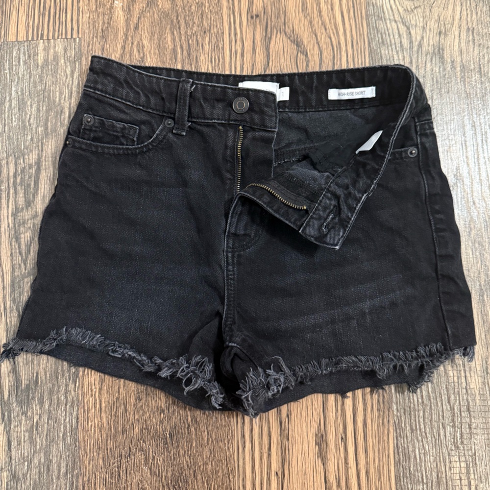 True Craft Charcoal Black Denim Shorts